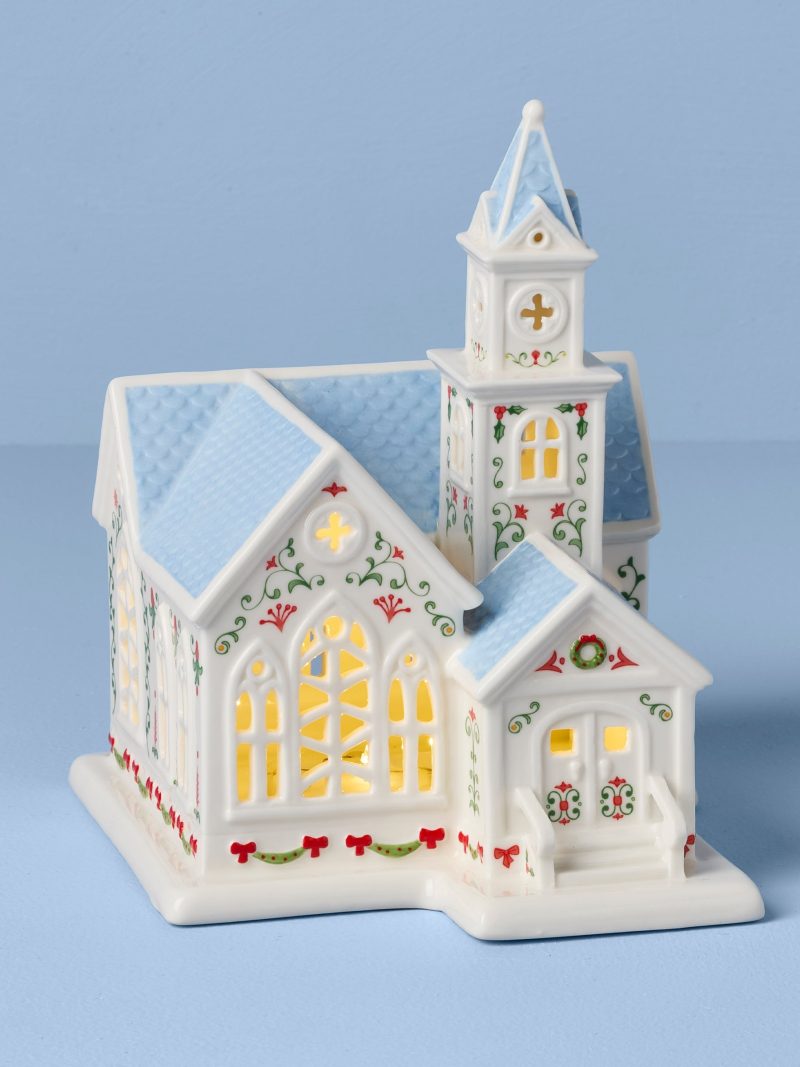 Lenox Holiday Village Lit Christmas Church Figurine
